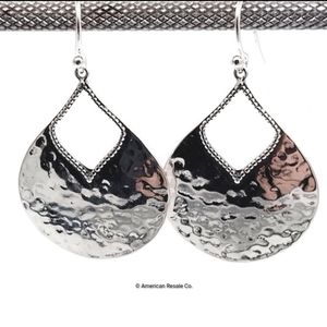 JUST IN! Sterling Silver Oxidized Hammered Pear Shape Earrings .925